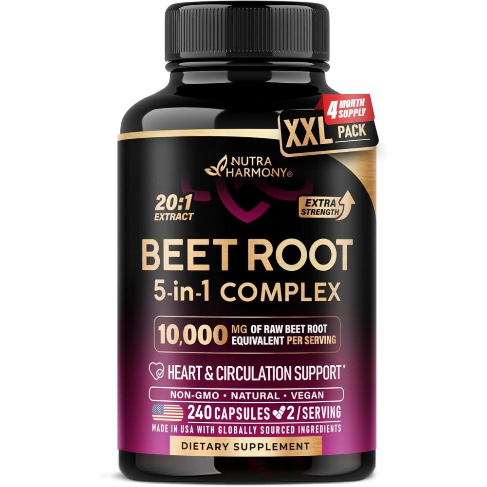 image:imageBeet Root 5in1 Complex Capsules  Healthy Blood Pressure Support Supplement for Heart amp Circulation Support  Olive Leaf Hawthorn Berry amp Hibiscus  for Men amp Women  Made in USA 120 Capsules240 Count Pack of 1