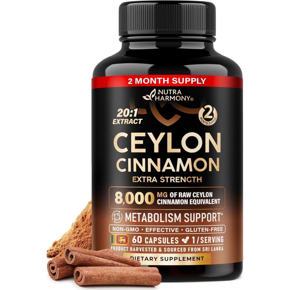 image:imageCeylon Cinnamon Capsules  Extra Strength  Energy Heart amp Metabolism Support for Men amp Women  Pure Natural Cinnamon 201 Extract Supplement  GMO amp Gluten Free  Made in USA  60 Capsules 2 Month60 Count Pack of 1