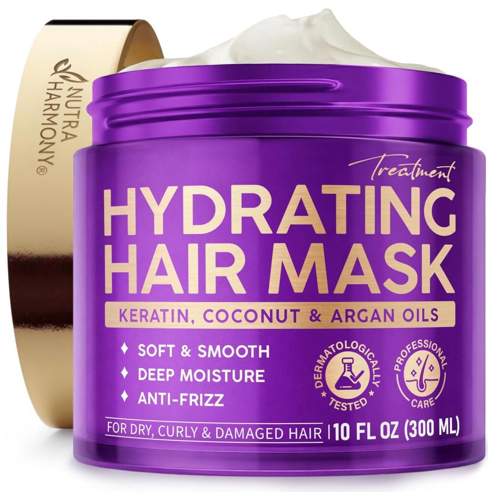 image:imageHydrating Hair Mask  Deep Conditioning Treatment for Dry Frizzy amp Damaged Hair  Keratin Mask with Coconut amp Argan Oils Collagen amp Wheat Protein  Smooths Softens amp Controls Frizz CurlSafe 10oz10 Fl Oz Pack of 1