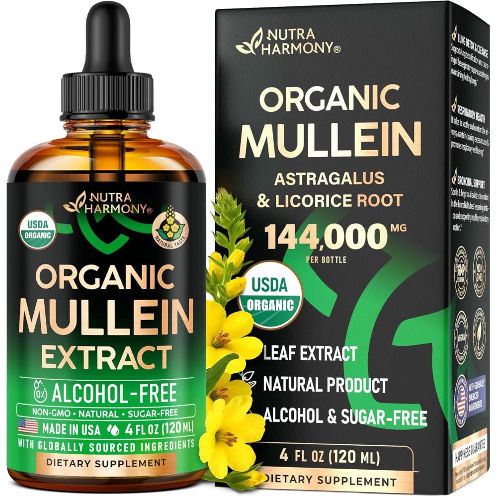 image:imageMullein Drops for Lungs  USDA Organic Liquid  Mullein Leaf Extract Supplement  Made in USA  Lung amp Bronchial Cleanse for Smokers  Respiratory Health Support  As Tincture Tea Pills  4 fl oz4 Fl Oz Pack of 1