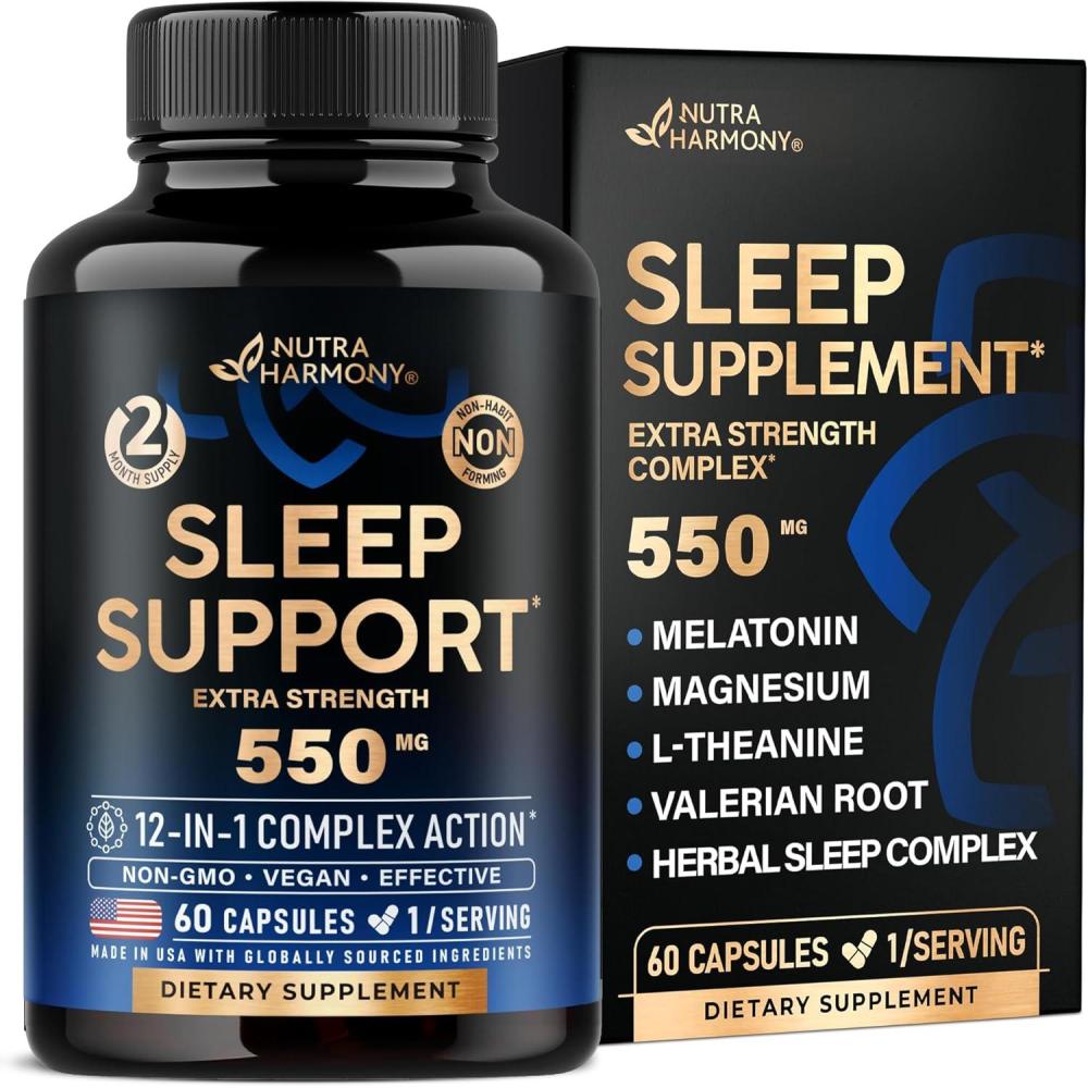 image:imageSleeping Pills for Adults 550mg  Melatonin 3mg  Valerian Root for Sleep  LTheanine  Magnesium  Natural Sleep Aid Supplement  NonHabit Forming Rest Support  Made in USA  1day 2 Month Supply