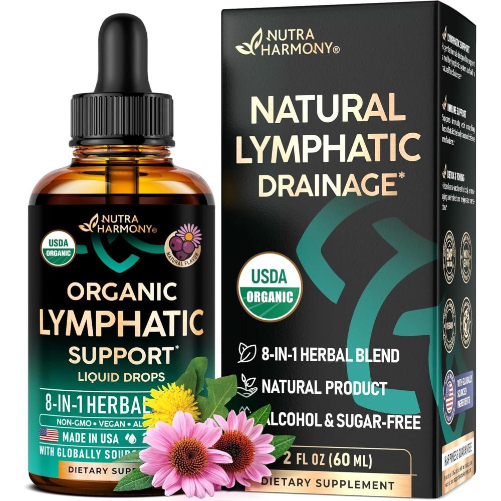 image:imageUSDA Organic Lymphatic Drainage Supplement  Echinacea  Elderberry  Dandelion  Rosehip  Cleavers  Calendula  Burdock  Made in USA  Lymph System Drops  Immune Support Cleanse amp Detox 2 fl oz2 Fl Oz Pack of 1