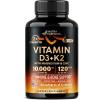 image:imageVitamin D3 K2  Vitamin D3 10000 iu amp K2 as MK7 120 mcg  Immune amp Mood Support for Bone amp Teeth Health  with Magnesium Zinc amp Vitamin C amp B12  Highly Bioavailable  Made in USA 120 Capsules120 Count Pack of 1
