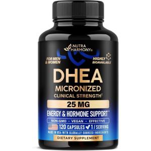 DHEA 25mg – Micronized DHEA Supplement for Women & Men – Clinically Proven Strength & Bioavailable – Healthy Aging, Hormone Balance & Energy Level Support – Vegan & NON-GMO – Made in USA, 120 Capsules