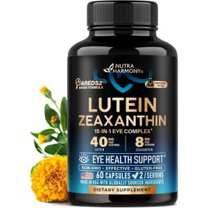Eye Vitamins – Lutein and Zeaxanthin Supplements – AREDS2 Based Supplement for Seniors & Adults – Eye Health & Vision Support – Saffron, Zinc, Vitamins, Copper, Super Greens – Made in USA, 60 Capsules