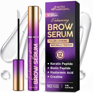 Eyebrow Growth Serum – Peptide Brow Serum for Fuller, Thicker Looking Brows – Biotin & Hyaluronic Acid Conditioning Formula for Sparse, Thin & Patchy Brows, Lightweight Advanced Brow Care, 0.27 fl oz(Unscented)
