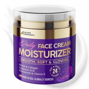 Face Moisturizer – Day & Night Face Cream – Collagen | Retinol | Hyaluronic Acid | Ceramides – Smooth, Soft & Glowing Skin – DD Cream for Women & Men – Dermatologically Tested – Made in USA 1.7 FL OZ