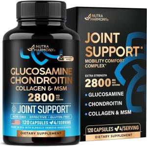 Glucosamine Chondroitin MSM Collagen | HSA | Joint Support Supplement 2800 mg | Made in USA | FSA Approved Product Items | Flexibility Nutritional Vitamins | For Men & Women, 120 Capsules(120 Count (Pack of 1))