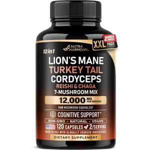 Mushroom Supplement – Organic Lions Mane | Turkey Tail | Chaga | Cordyceps | Reishi | Maitake | Shiitake | Meshima | Tremella | Oyster | Agaricus – Made in USA – Non GMO, Gluten Free – 60 Capsules(120 Count (Pack of 1))