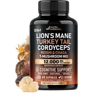 Mushroom Supplement – Organic Lions Mane | Turkey Tail | Chaga | Cordyceps | Reishi | Maitake | Shiitake | Meshima | Tremella | Oyster | Agaricus – Made in USA – Non GMO, Gluten Free – 60 Capsules(60 Count (Pack of 1))