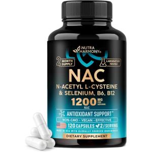 NAC Supplement | Selenium | B6 | B12 – Antioxidant, Immune Support – N Acetyl Cysteine 600 mg per Capsule, 1200 mg per Serving – Made in USA – Non-GMO, Gluten-Free, Vegan – 120 caps, 2 Month Supply(120 Count (Pack of 1))