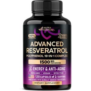 Resveratrol Supplement – 19-in-1 Organic Polyphenol Complex – Noni Extract | Berberine | Quercetin | Apple Cider Vinegar | Acai – Made in USA – Antioxidant & Heart Health Support – 120 Capsules